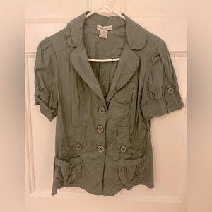 Forever 21 short sleeve olive green cargo style blouse/jacket
